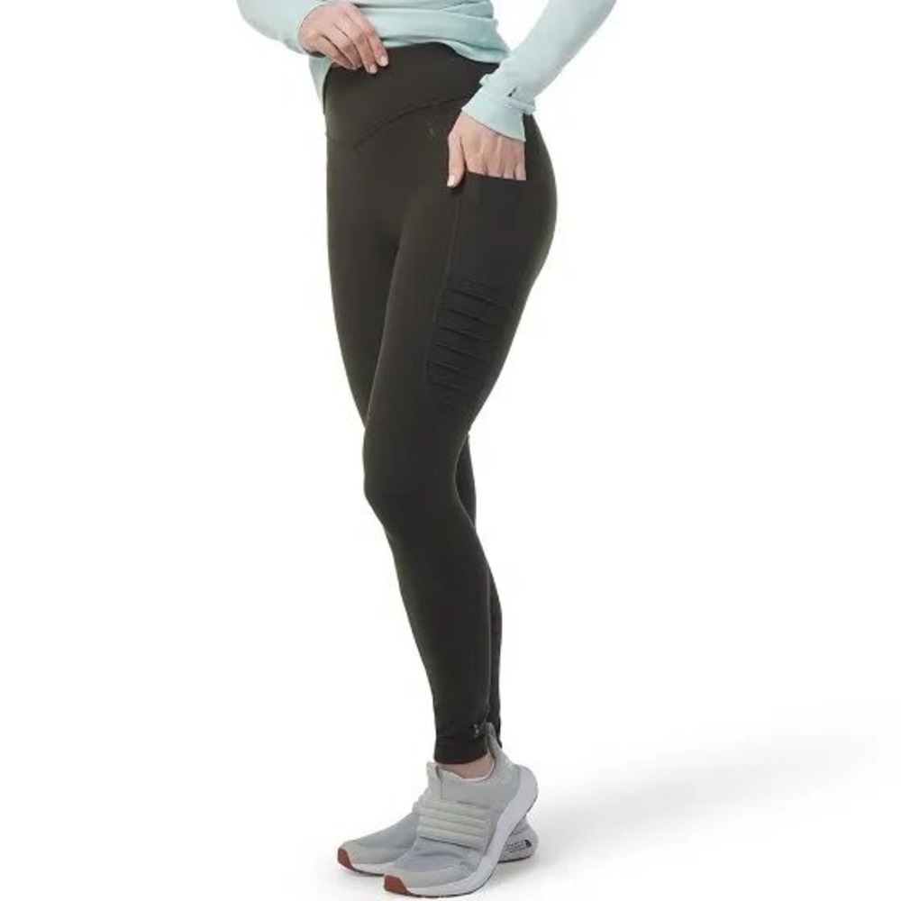 Smartwool Merino Sport Moto Tight Green Leggings Pockets Hiking Womens XS